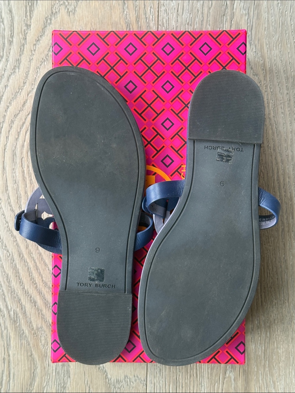 Tory Burch Miller Dark Lotus/Bermuda Miller Soft Leather Thong Sandals 9 - Picture 11 of 13